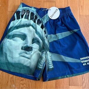 Bravest Studios Teal and Navy Statue of Liberty Print Men's Shorts